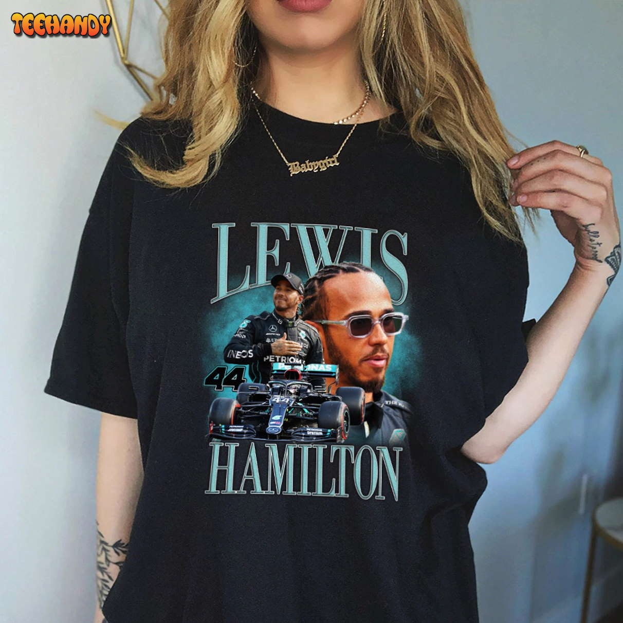 Lewis Hamilton Formula 1 Racing Team Mercedes 90s Vintage x Bootleg Style Shirt