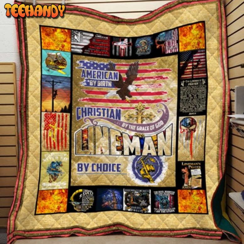 Lineman American Printing 3D Customized Quilt Blanket