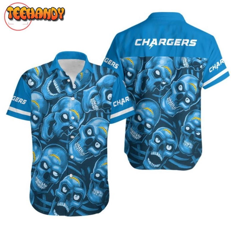 Los Angeles Chargers Dangerous Smiling Skull Hawaiian Shirt