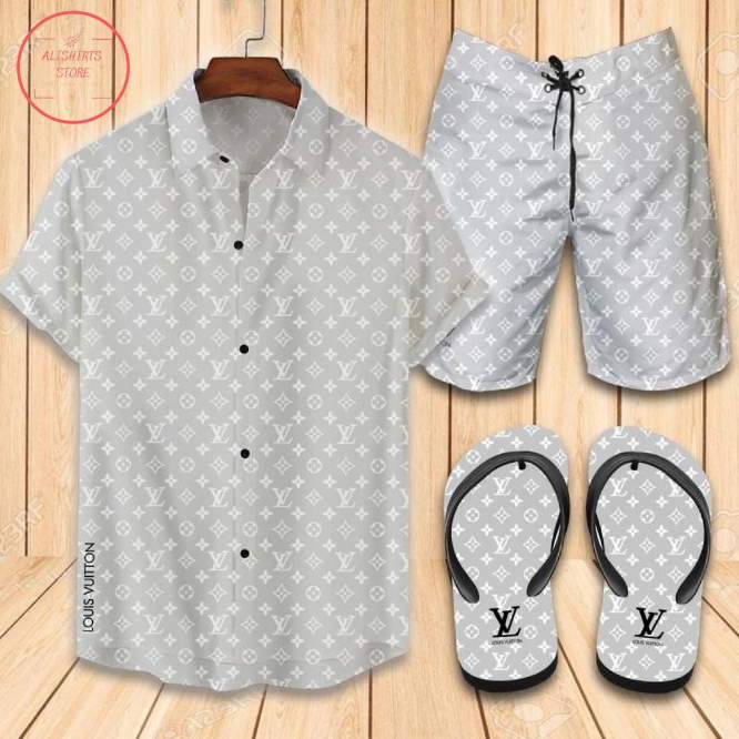 Louis Vuitton Grey Hawaiian Shirt and Shorts