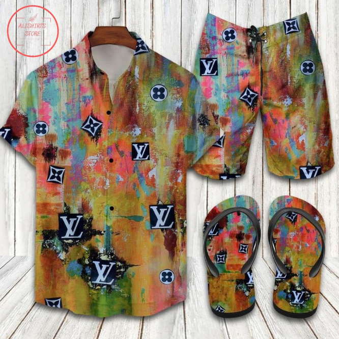 Louis Vuitton Watercolor Painting Hawaiian Shirt Shorts