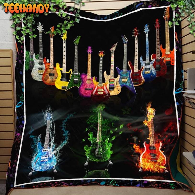 Love Guitar Music Like 3D Quilt Blanket