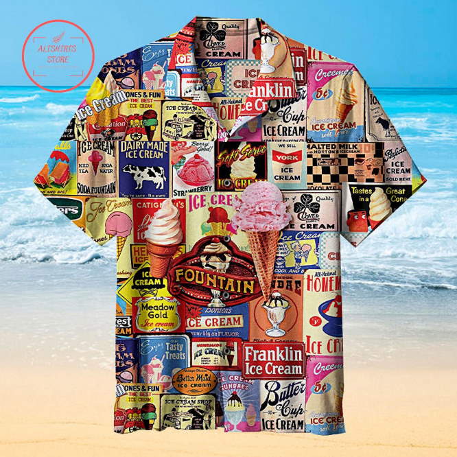 Love Ice Cream Pattern Hawaiian Shirt