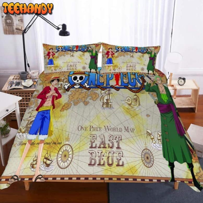 Luffy & Zoro One Piece World Map East Blue Adventure Bedding Set