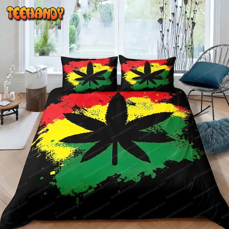 Marijuana Leaf Botanical Weed Hemp Bedding Set