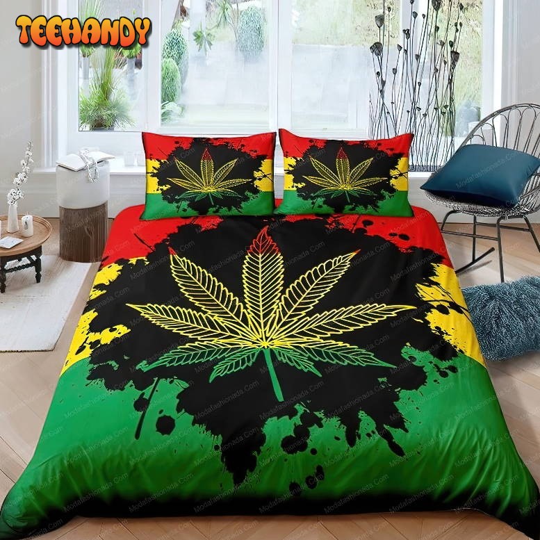 Marijuana Leaf Colorful Tie Dye Bedding Set