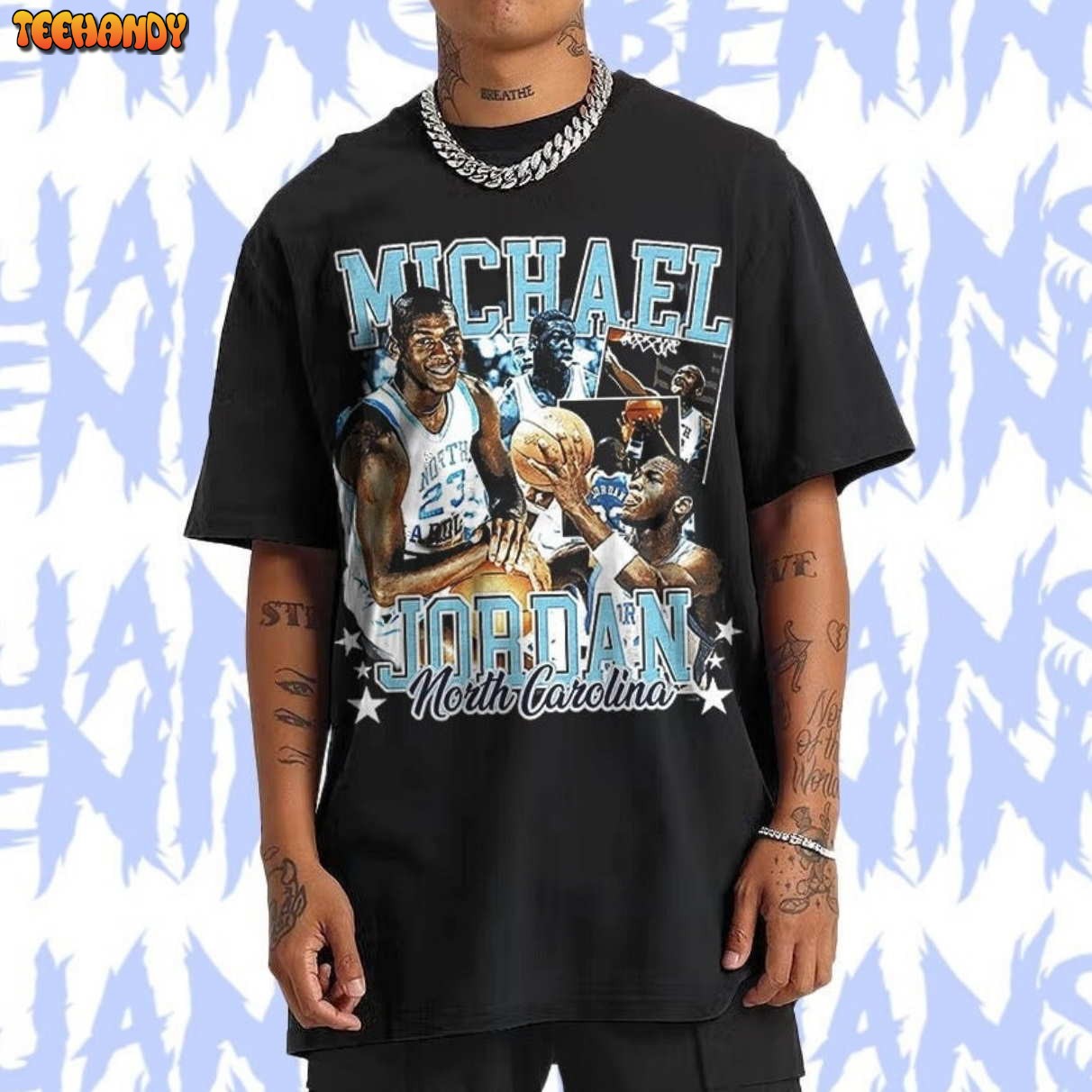 Michael Jordan UNC 90s Style Vintage Bootleg Tee graphic T Shirt