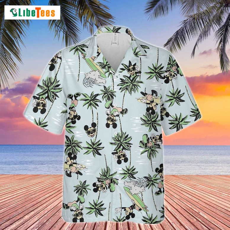 Mickey Mouse Surfing Pam Tree, Disney Hawaiian Shirt