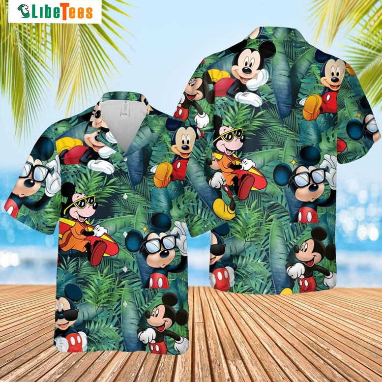 Mickey Mouse Vacation Green Forest, Disney Hawaiian Shirt