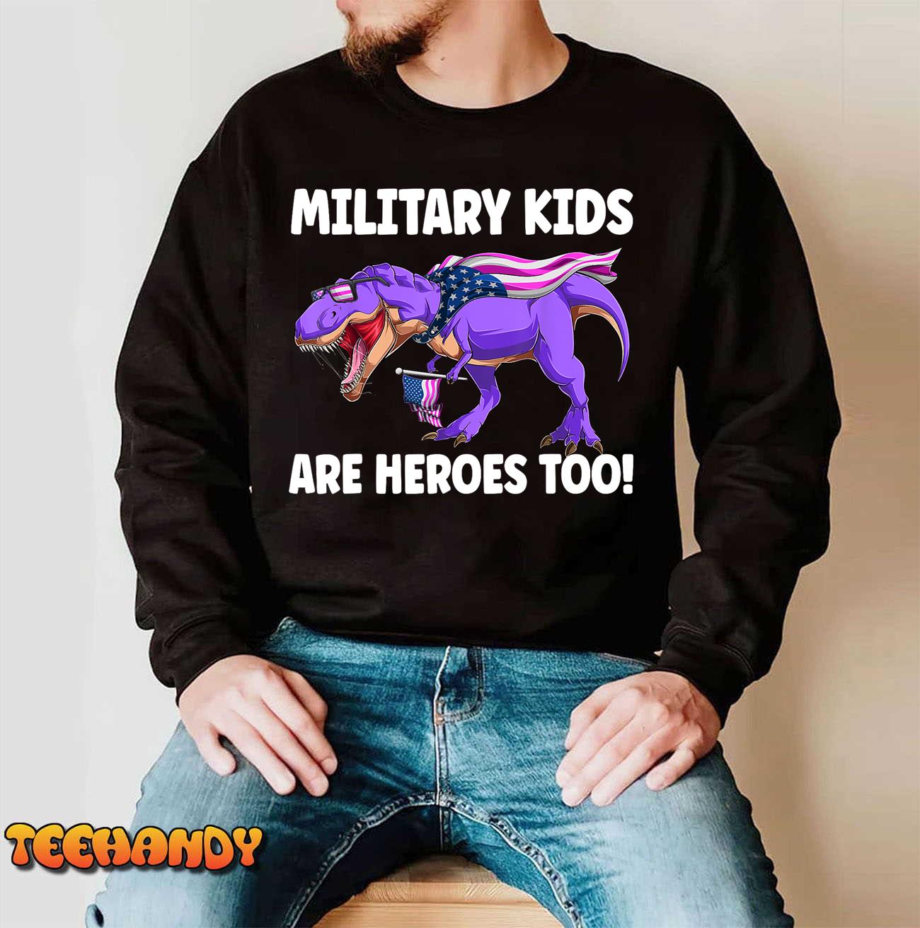 Military Kids Are Heroes Too! Purple Up Military Child Month T-Shirt