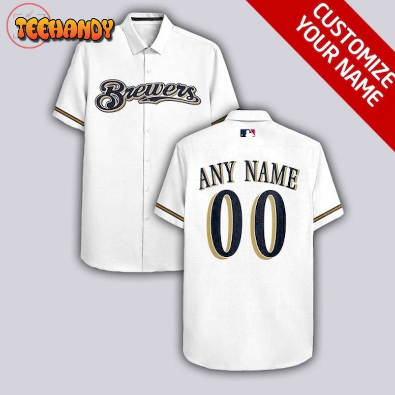 Milwaukee Brewers All White Personalized Hawaiian Shirt