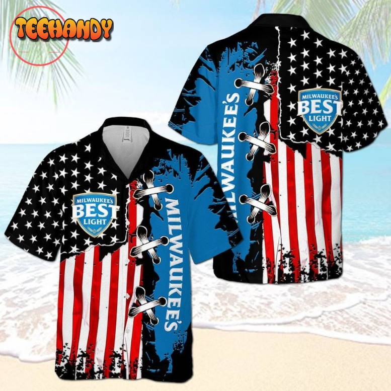 Milwaukees Best Light US Flag Hawaiian Shirt