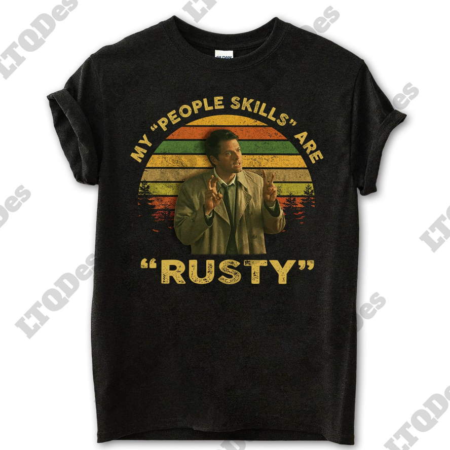 Misha Collins My People Skills Are Rusty Vintage Movies Quote T Shirt