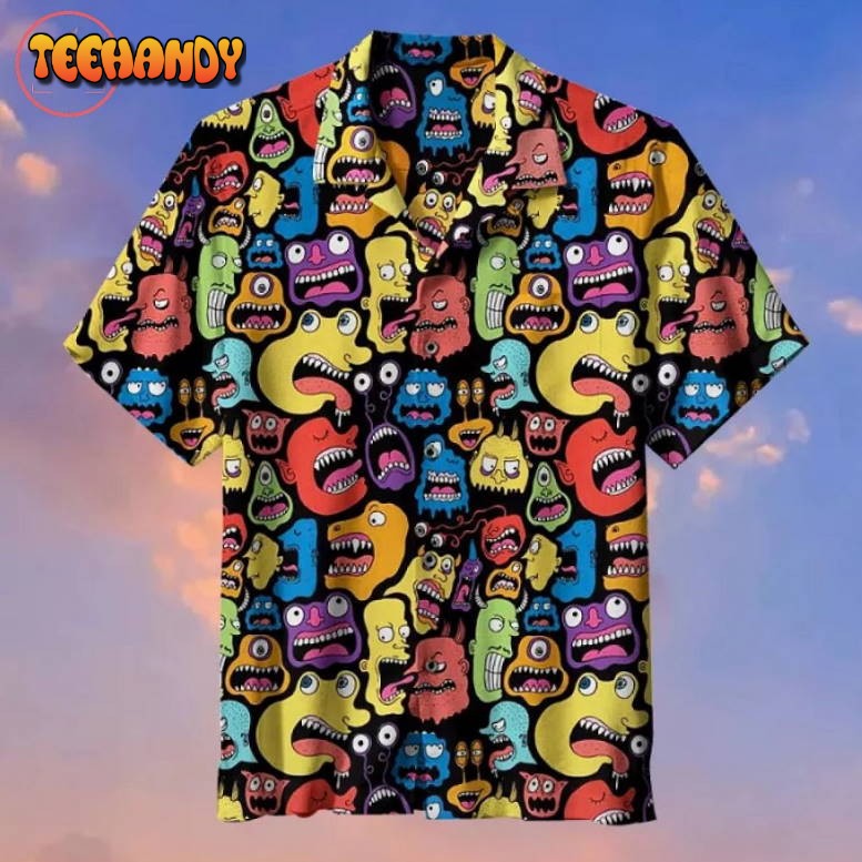 Monster Faces Pattern Art Hawaiian Shirt