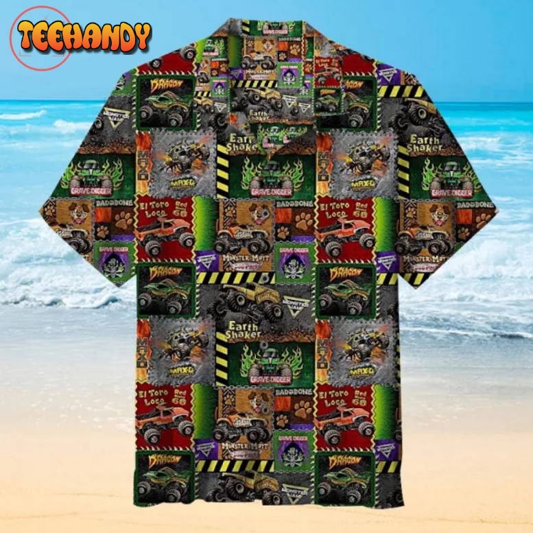 Monster truck pattern Hawaiian Shirt