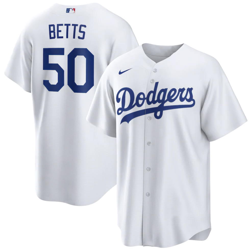 Mookie Betts Los Angeles Dodgers Home Replica Player Name White Jersey