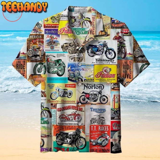 Motorcycle poster cover Hawaiian Shirt