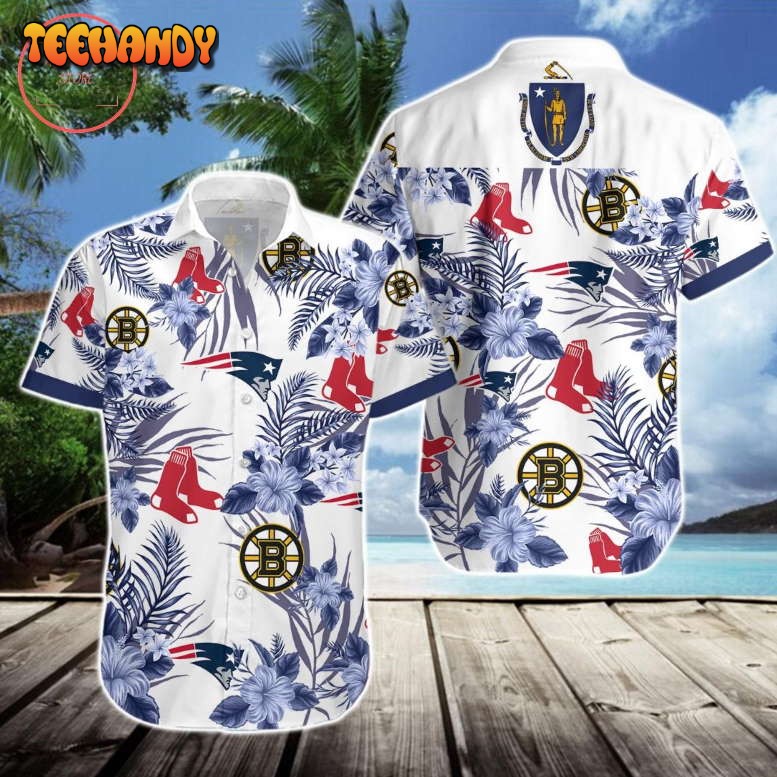 New England Patriots Boston Bruins Boston Red Sox Hawaiian Shirt