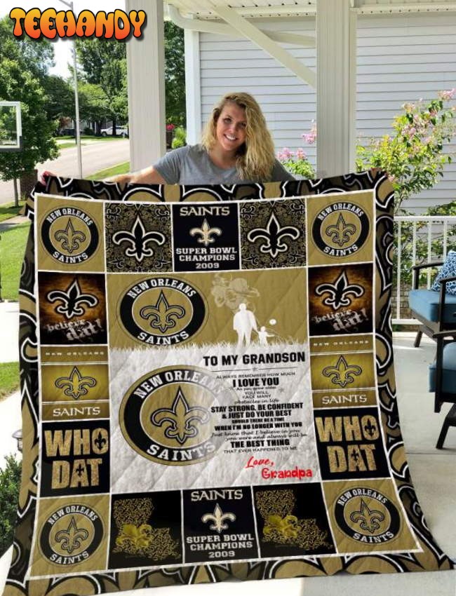 New Orleans Saints To My Grandson Love Grandpa 3D Quilt Blanket