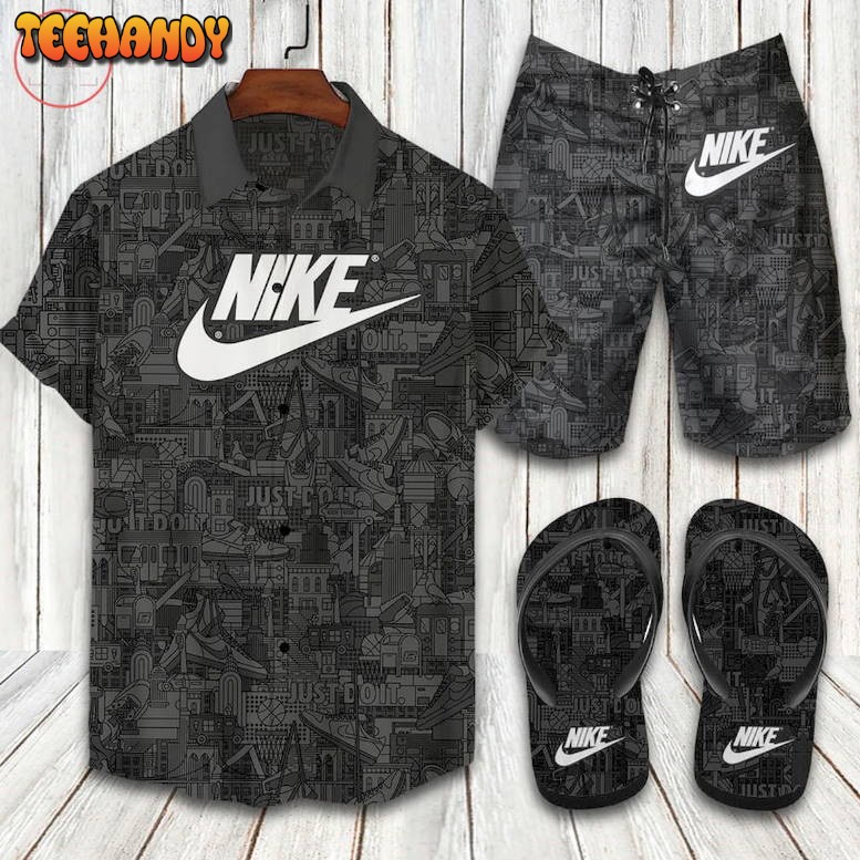 Nike All Black Hawaiian Shirt and Shorts