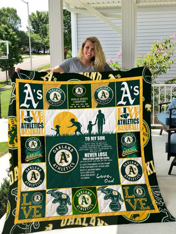 Oakland Athletics To My Son Love Dad 3D Quilt Blanket