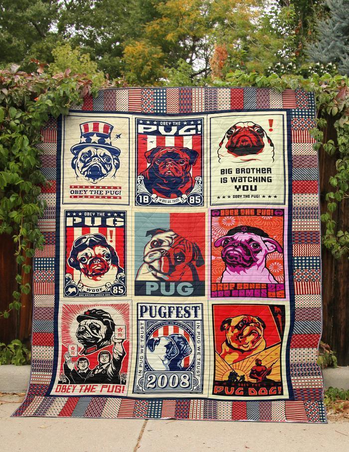 Obey The Pug 3D Customized Quilt Blanket