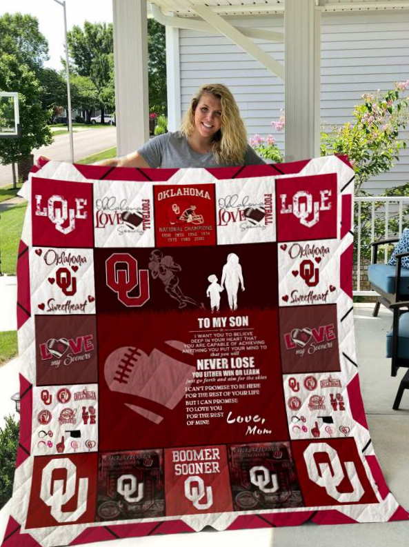 Oklahoma Sooners To My Son Love Mom 3D Quilt Blanket