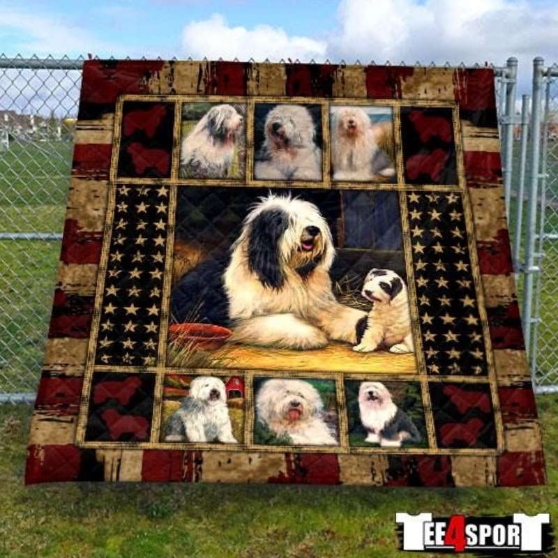 Old English Sheepdog Dog Lovers 3D Customized Quilt Blanket