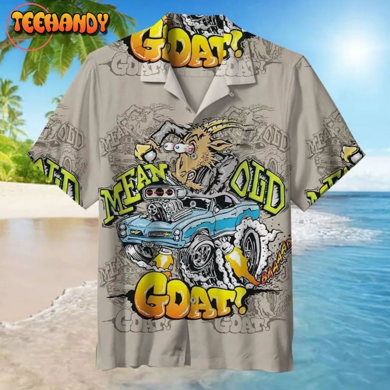 Old Goat with a Hot Rod Hawaiian Shirt