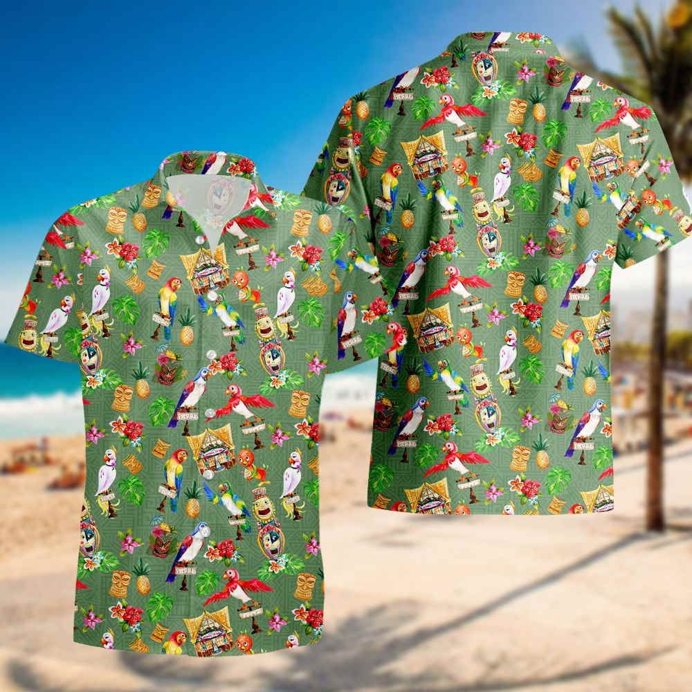 Orange Bird Tiki Friends Hawaiian Shirt, Disney World Hawaiian Shirt