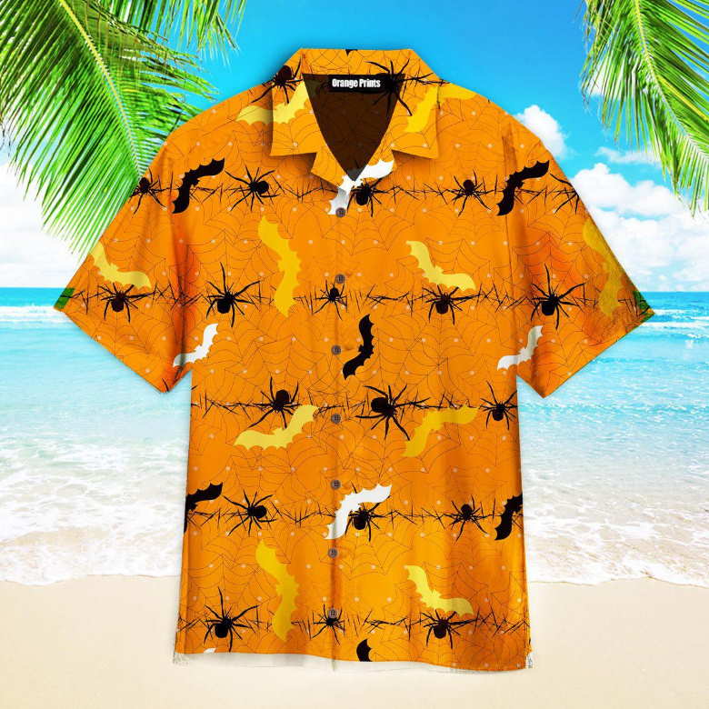 Orange Bright Halloween Hawaiian Shirt