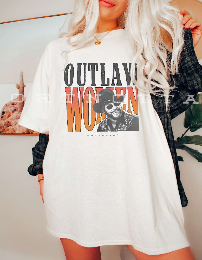 Outlaw Women Hank Williams Jr Comfort Colors Western Retro Boho Hippie Shirt