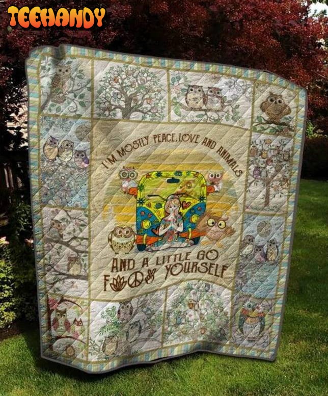 Owl And Yoga Girl 3D Customized Quilt Blanket