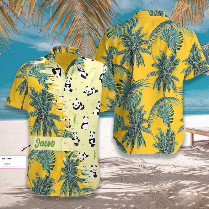 Panda Yellow Tropical Hawaiian Shirt