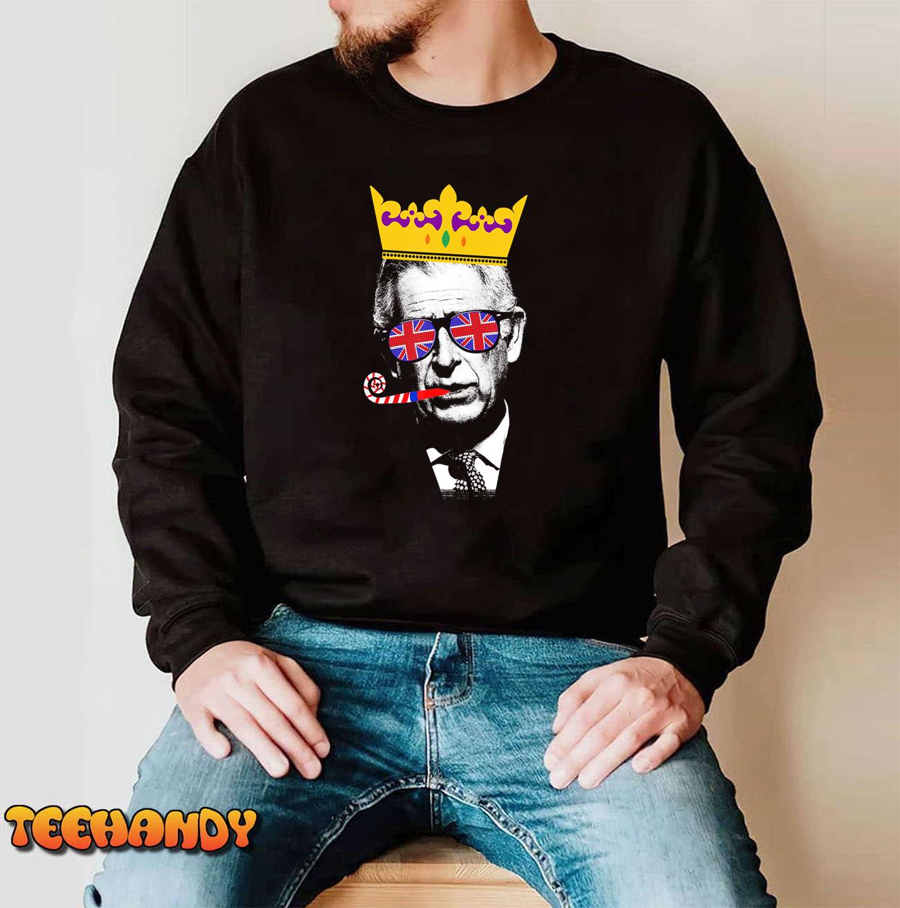 Party King, Funny Coronation King Charles Union Jack & Crown T-Shirt