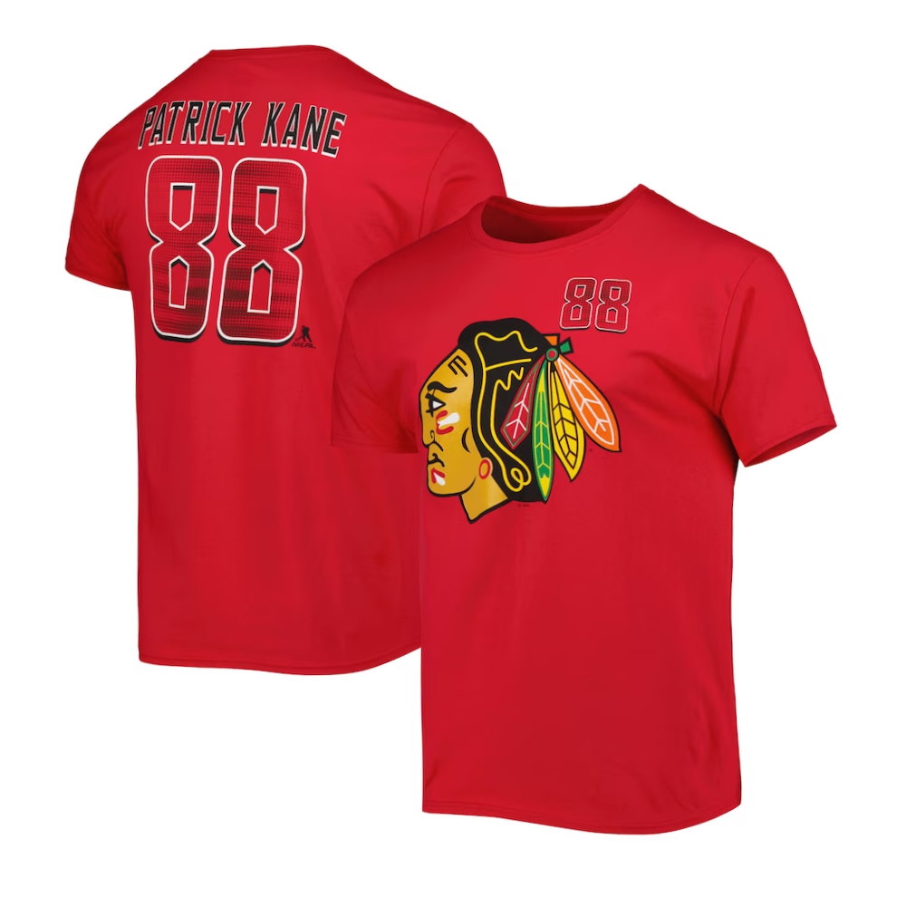 Patrick Kane Red Chicago Blackhawks Player Name & Number T-Shirt