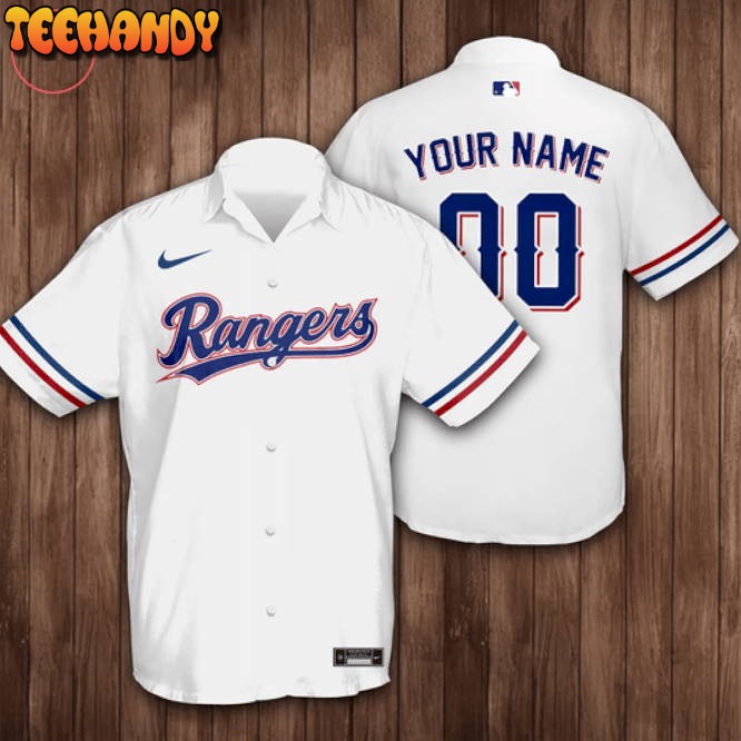 Personalized Texas Rangers Baseball White Hawaiian Shirt