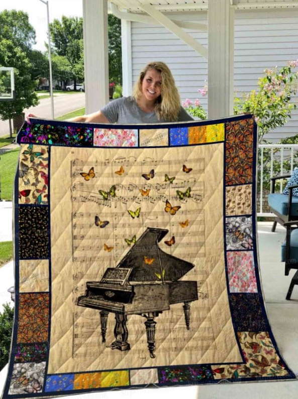 Pianopiano And Butterfly 3D Quilt Blanket