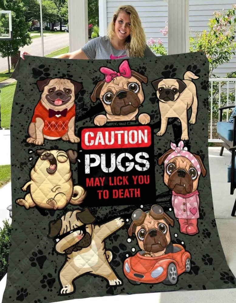 Pug Caution Pugschristmas Christmas Gifts 3D Quilt Blanket