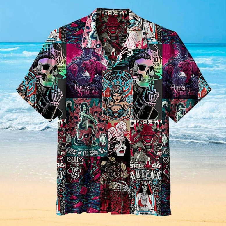 Queens Of The Stone Age Rock and Roll Universal 3D All Print Hawaiian Shirt