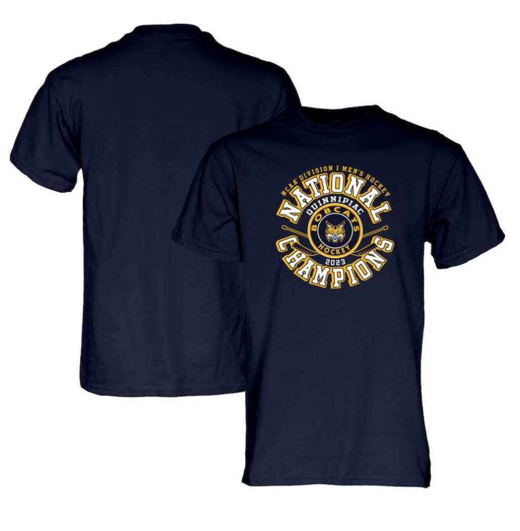 Quinnipiac Bobcats 2023 NCAA Men’s Ice Hockey National Champions Top Rung T-Shirt