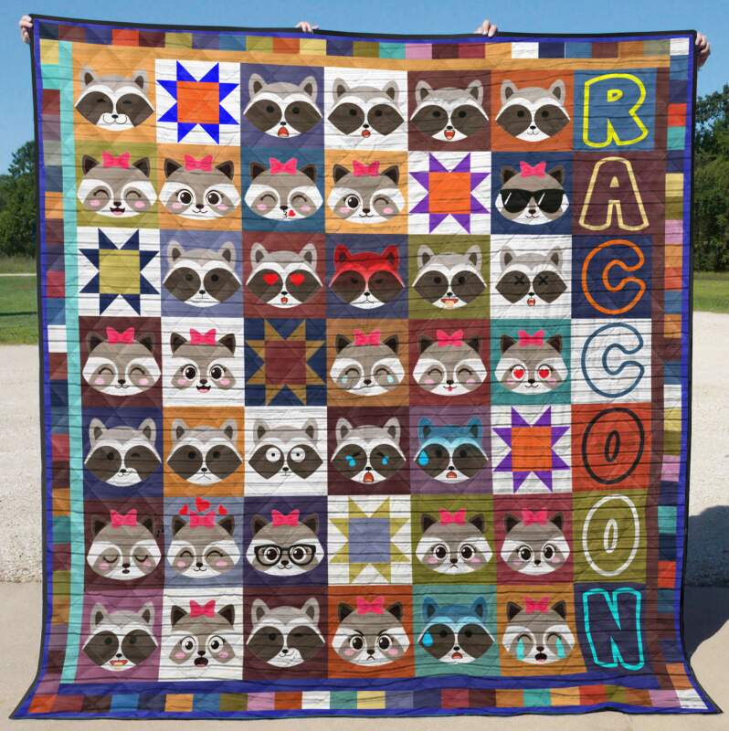 Raccoon 3D Customized Quilt Blanket