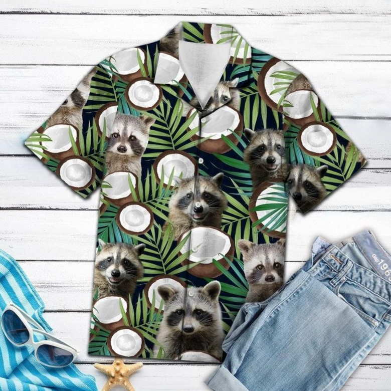 Raccoon Coconut Tropical Hawaiian Shirt