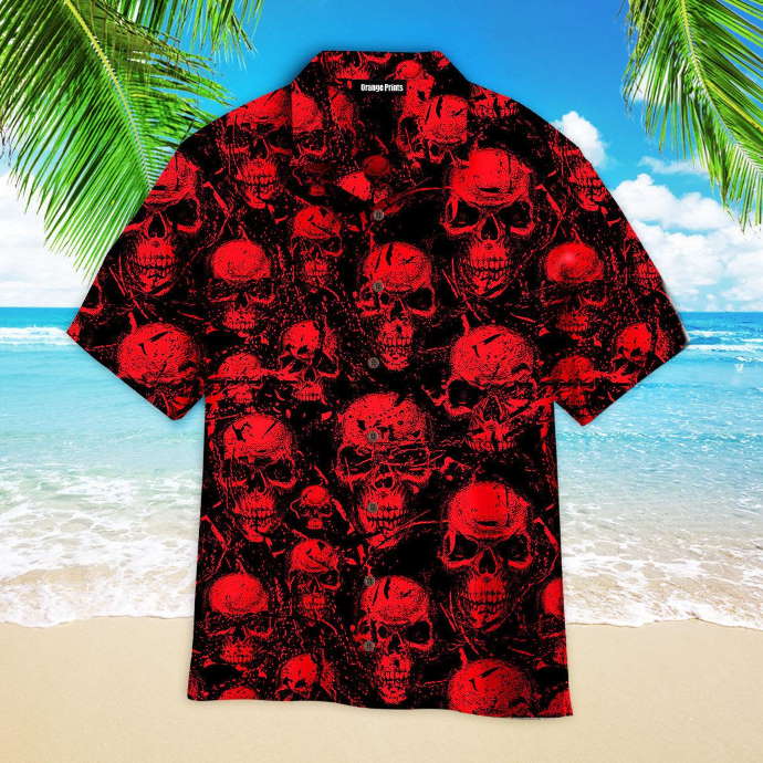 Red Horor Skull Halloween Hawaiian Shirt