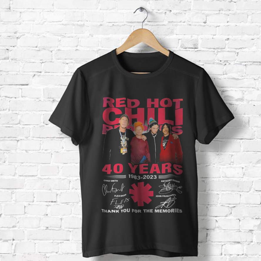 Red Hot Chili Peppers 40 Years 1983-2023 Signatures Thank You For The Memories T-Shirt