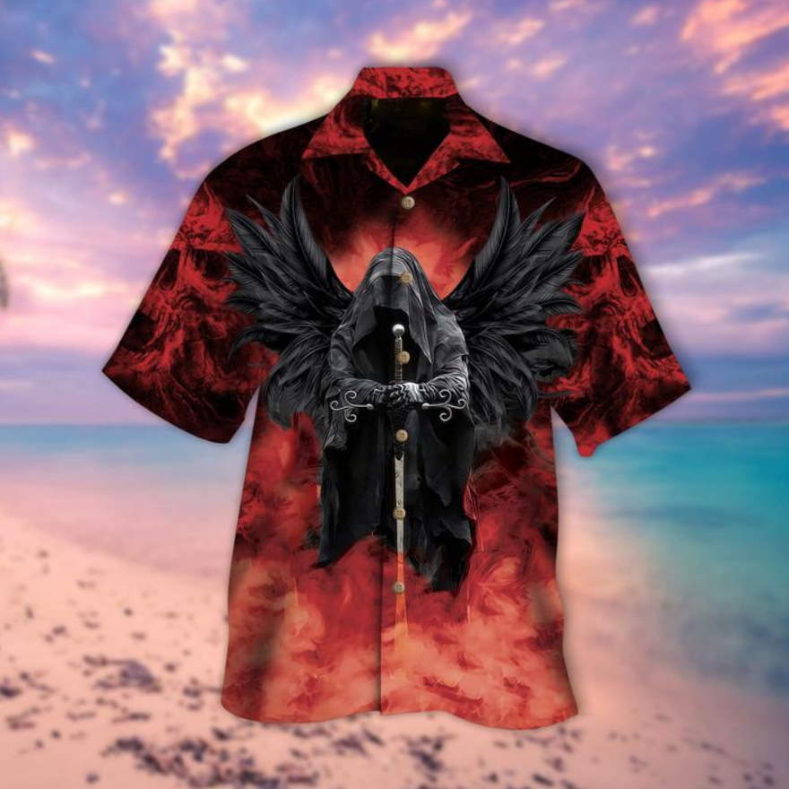 Red Smoke Skull Halloween Hawaiian Shirt