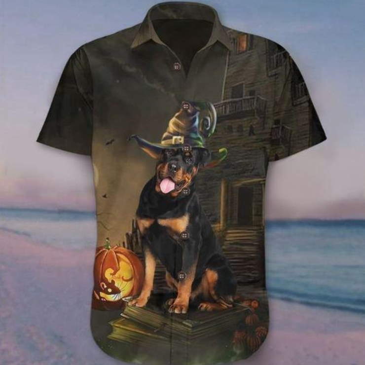 Rottweiler Dog Halloween Hawaiian Shirt