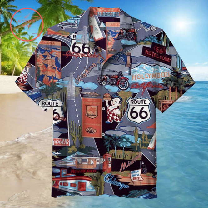 Route 66 Restaurants Diners and Motels Hawaiian Shirt