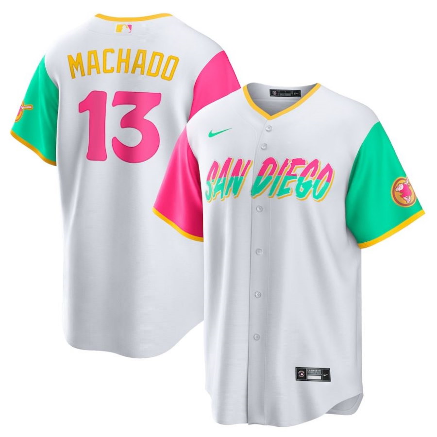 San Diego Padres Manny Machado White 2022 City Connect Replica Player Jersey