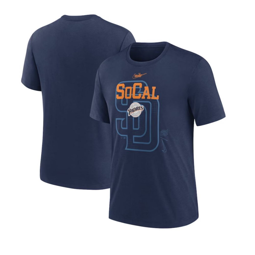 San Diego Padres Navy Rewind Retro Tri-Blend T-Shirt